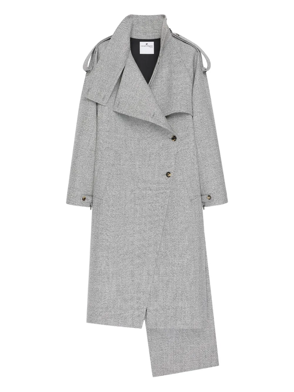 

Шерстяное пальто асимметричного кроя Courrèges, серый