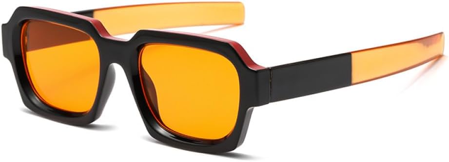 

Модные классические ретро-очки квадратной формы, яркие и красочные, стильные аксессуары, солнцезащитные очки для уличной фотосессии, универсальные, женские MTZJH, Black Orange