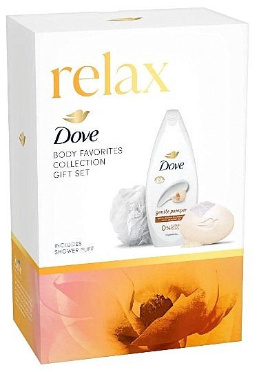 

Набор косметики Dove Relax для женщин: гель + мыло + мочалка