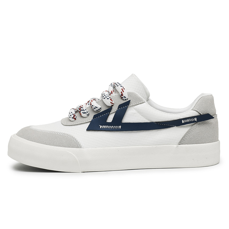 

Износостойкие, легкие, дышащие и нескользящие. Низкие мужские кроссовки для скейтбординга WARRIOR, White Gray Dark Blue