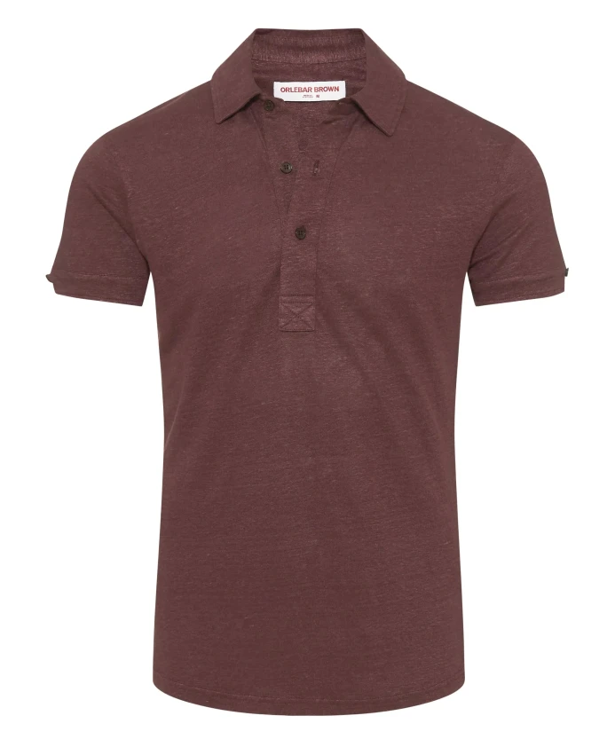 

Льняная рубашка-поло с тремя пуговицами. Orlebar Brown, красный