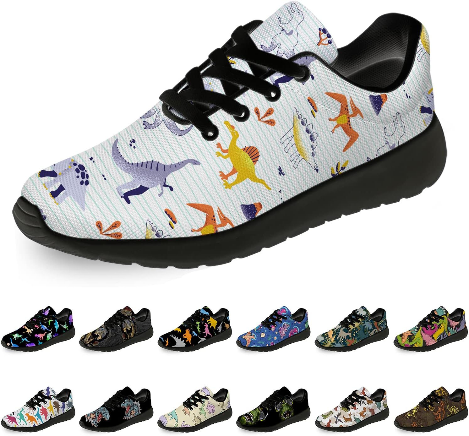 

Кроссовки Horethy Dinosaur для женщин и мужчин, для бега, ходьбы, тенниса, подарок для мальчиков и девочек, 8744multicolor