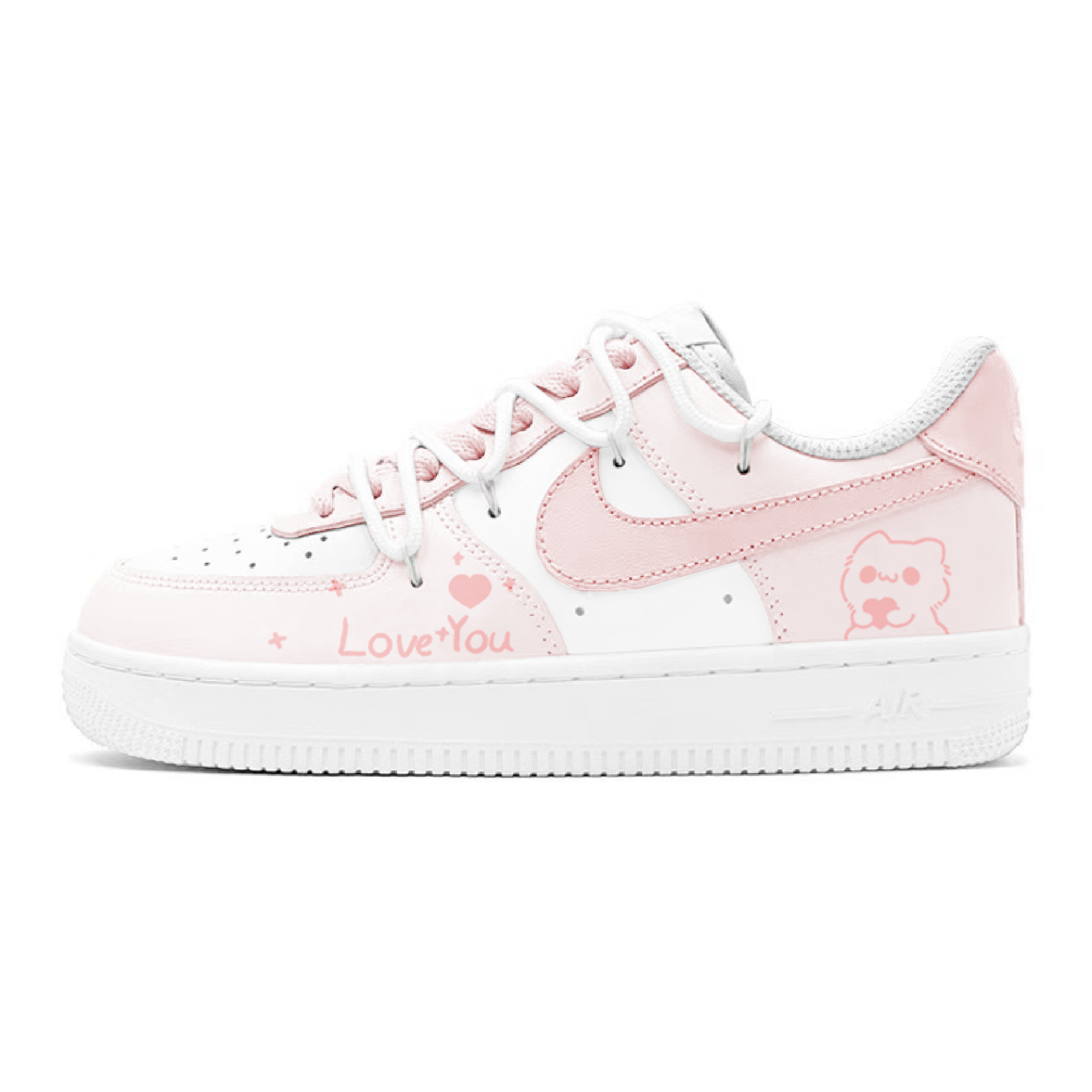 

Кроссовки Air Force 1 LE с низким верхом, амортизирующими, противоскользящими и износостойкими подошвами для детей и подростков Nike, белый/розовый