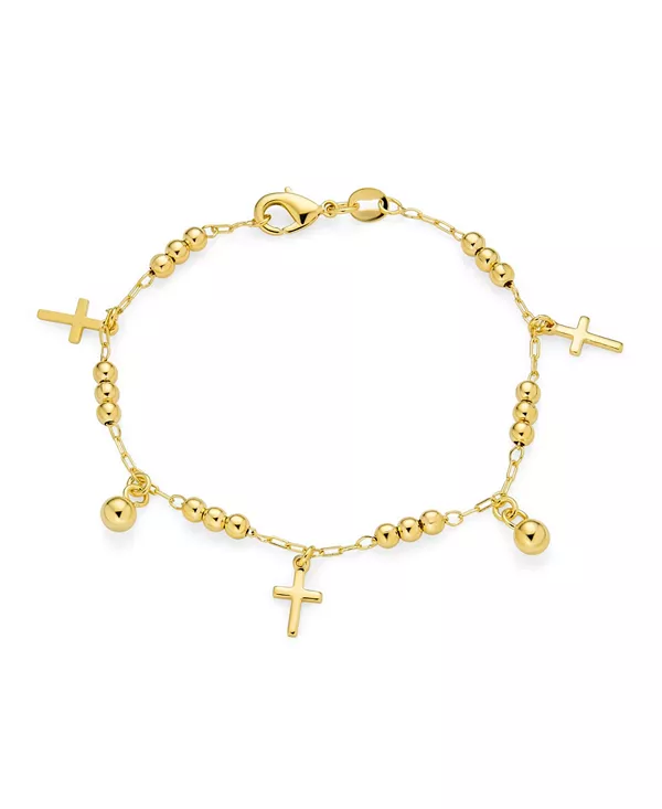 

Браслет с христианскими религиозными бусинами и крестиком, позолоченная латунь, 7,5 дюймов Bling Jewelry, yellow
