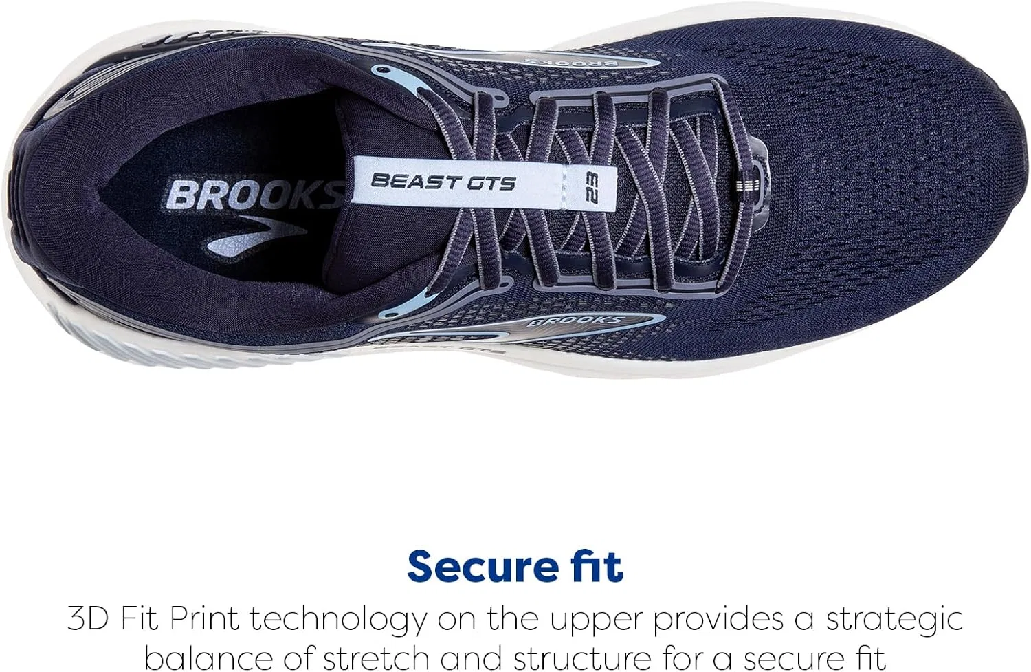 Мужские беговые кроссовки Brooks Beast GTS 23 с поддерживающей подошвой, Peacoat Blue White — фото 4