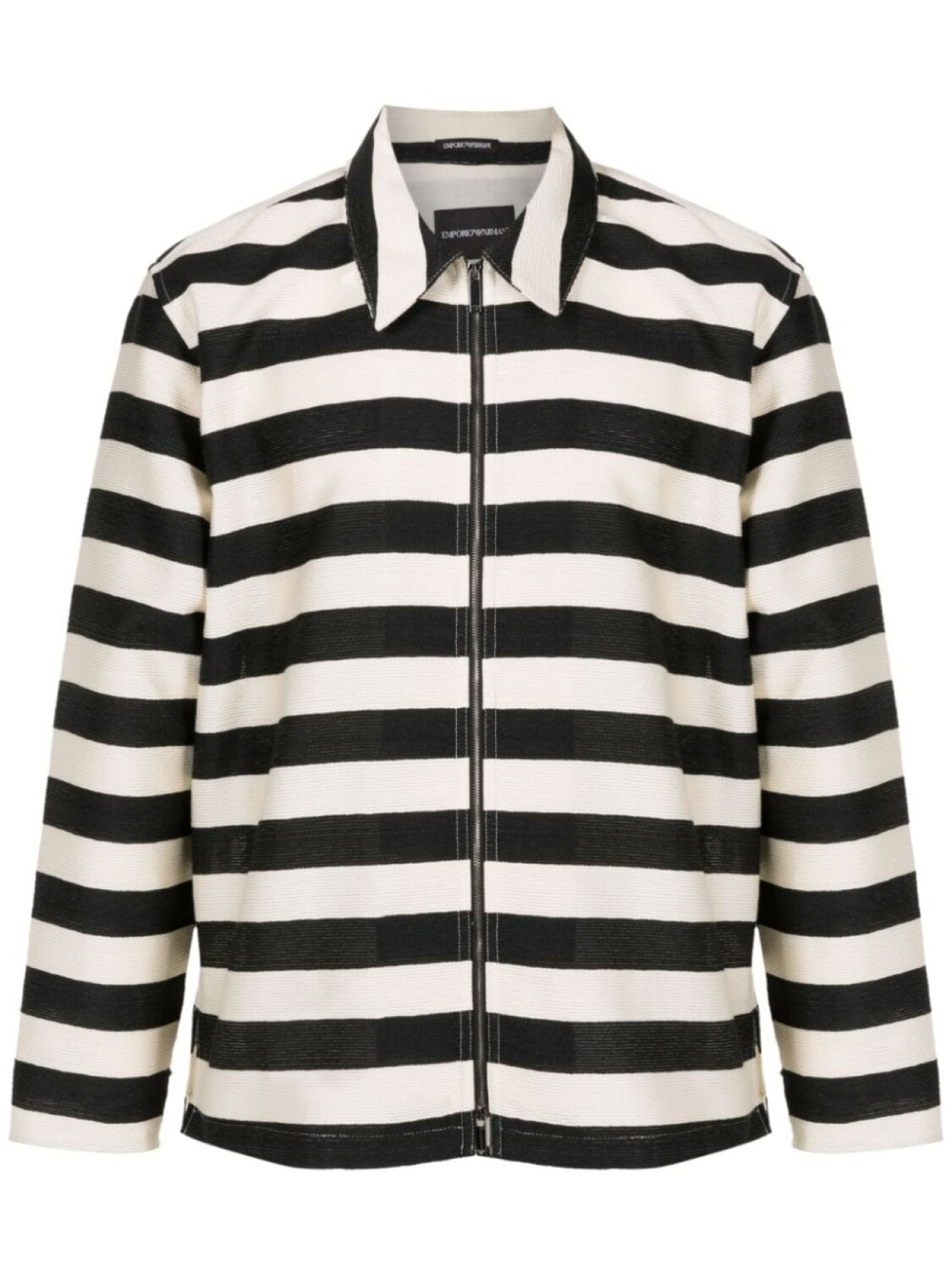 

Emporio Armani полосатая куртка-рубашка на молнии, черный