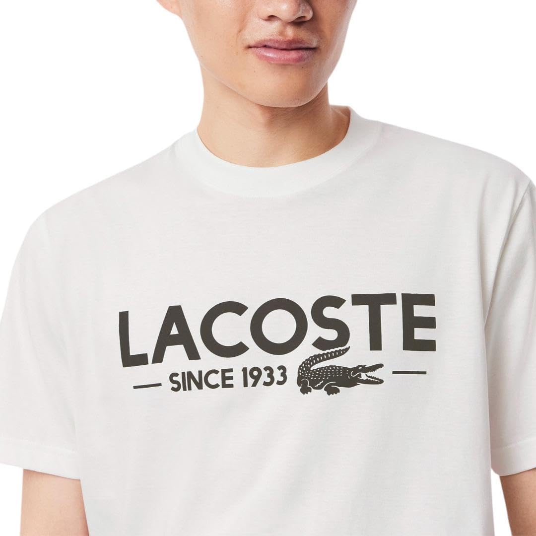 Мужская хлопковая футболка с логотипом Lacoste, White — фото 2