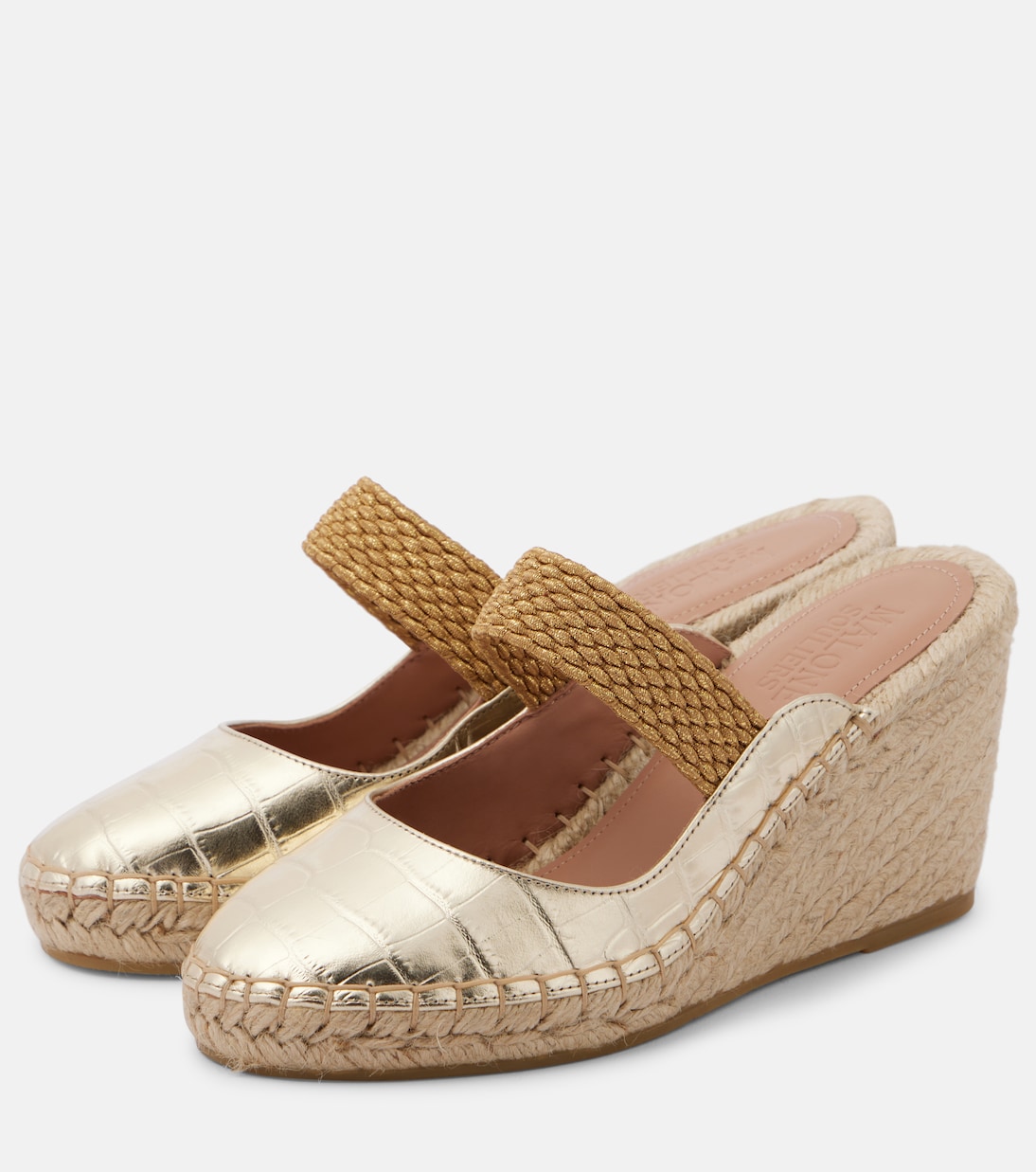 Эспадрильи Siena 70 из металлизированной кожи на танкетке Malone Souliers, Platino — фото 4