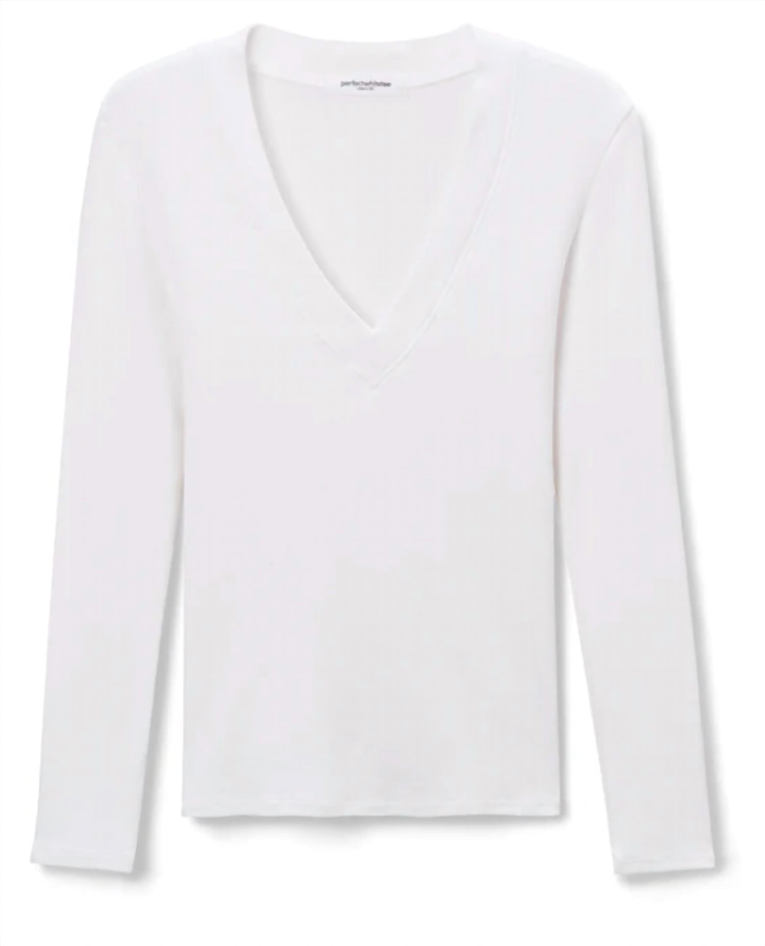 

Топ Viola с длинными рукавами и V-образным вырезом белого цвета PERFECTWHITETEE