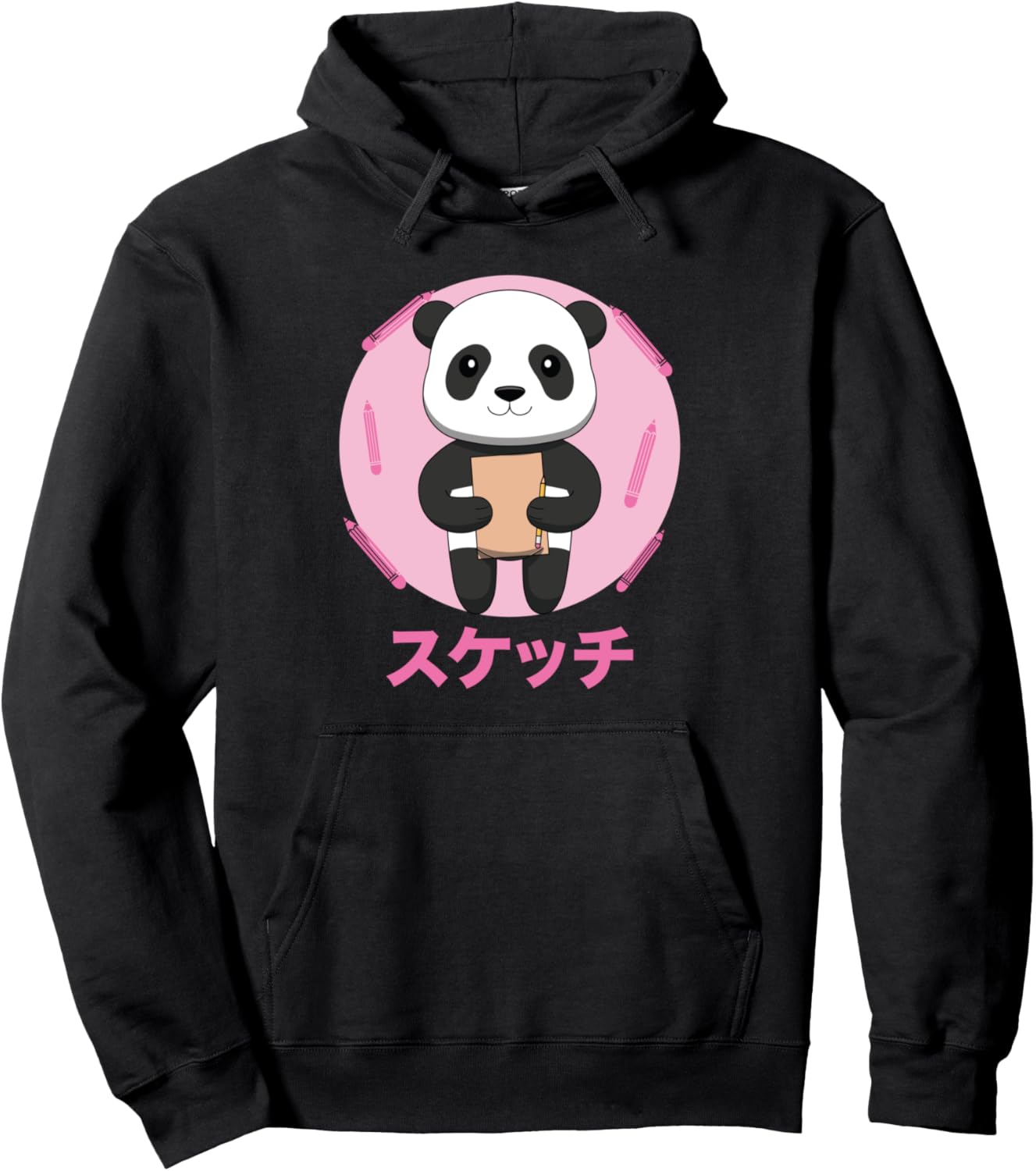 

Худи в стиле вейпорвейв с эскизом панды Merchandise & Kawaii Otaku Japanese Gift, черный