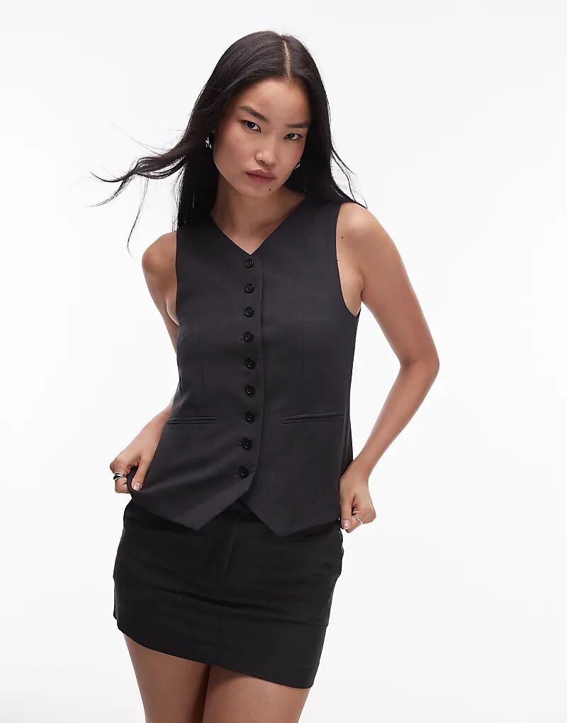 

Мини-юбка кроя угольно-черного цвета Topshop