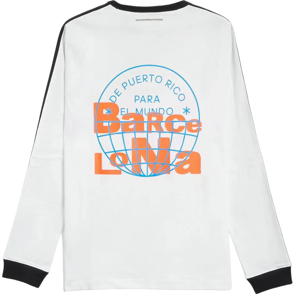 Футболка с длинными рукавами Adidas x Bad Bunny DtMF Tour Merch Barcelona, белая, LH0418 — фото 2
