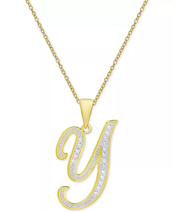

Ожерелье с кулоном-инициалом в форме бриллианта, 18 дюймов, из серебра, золота и розового золота Macy'S, y/gold