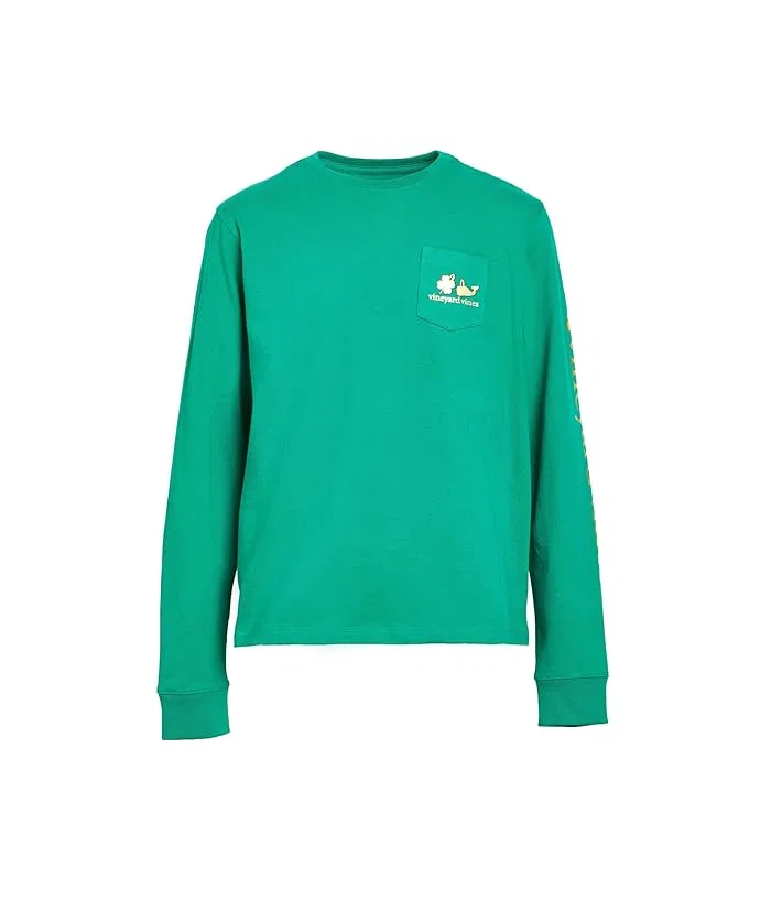 Футболка с длинным рукавом хлопок Long Sleeve Pocket Tee Vineyard Vines Kids, Hibiscus Breaker