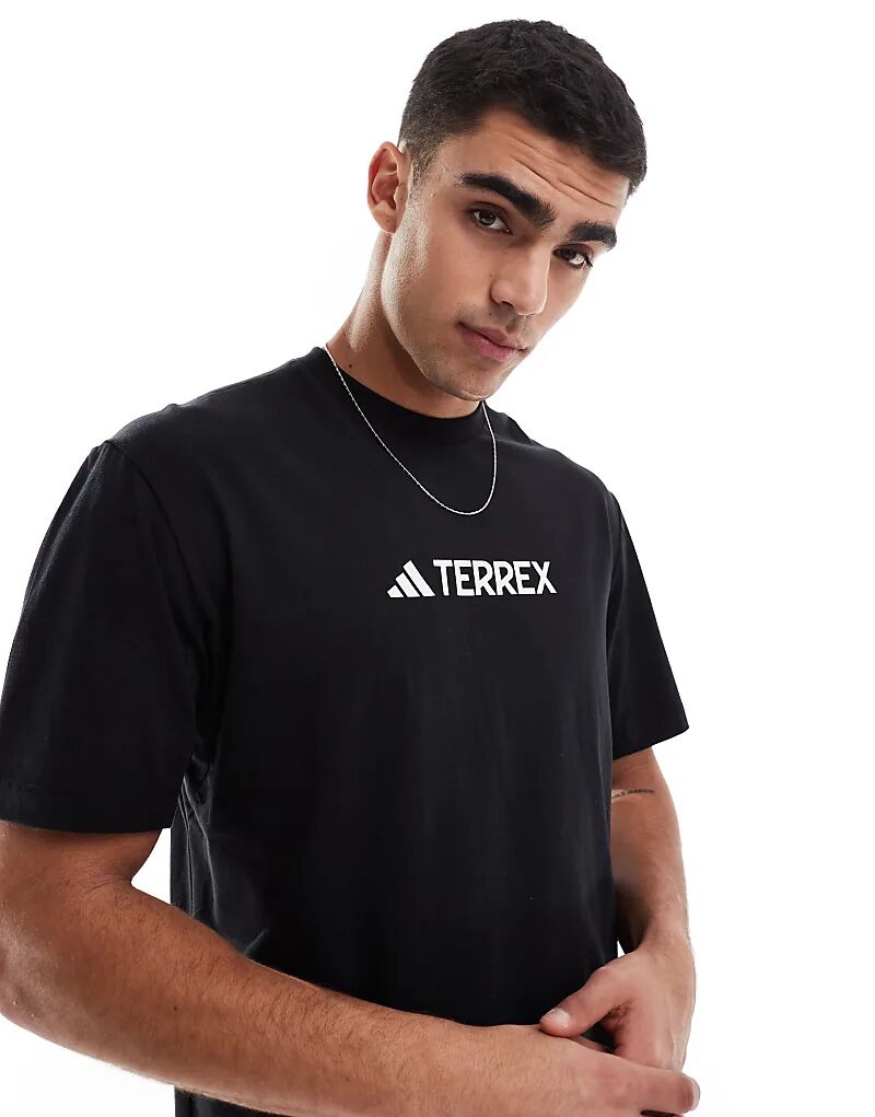 adidas – Outdoor Terrex – Футболка черного цвета с логотипом на груди adidas performance — фото 3