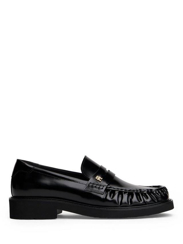 Монограммные лоферы из кожи с бляшкой Tommy Hilfiger, Black