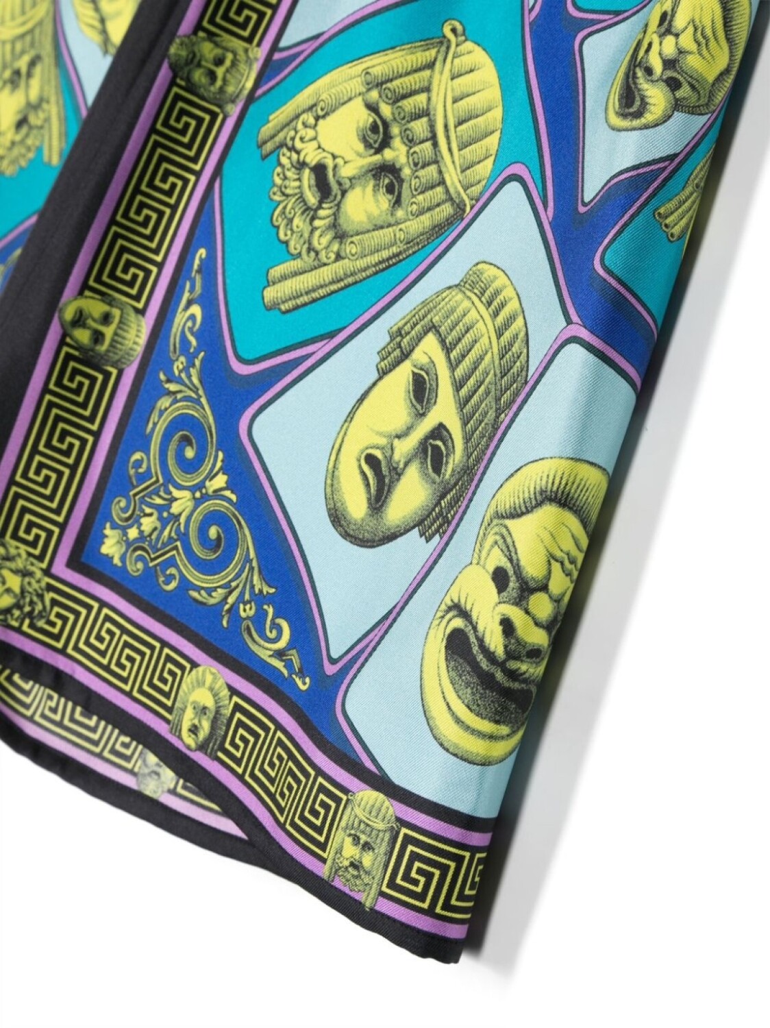 Versace Kids шелковые шорты с принтом Le Maschere, зеленый — фото 3