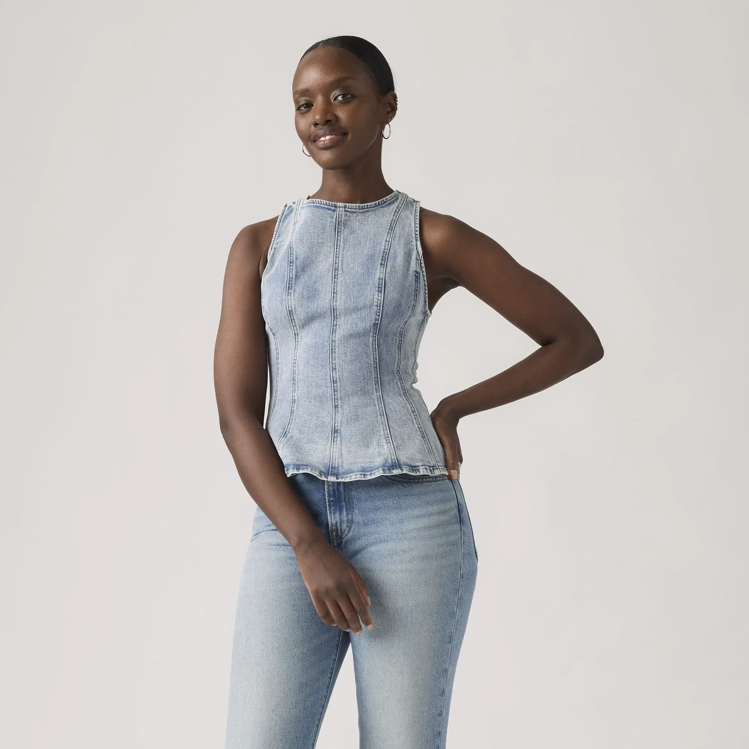 Топ с баской от Лейтон Levi's, Medium Wash — фото 3