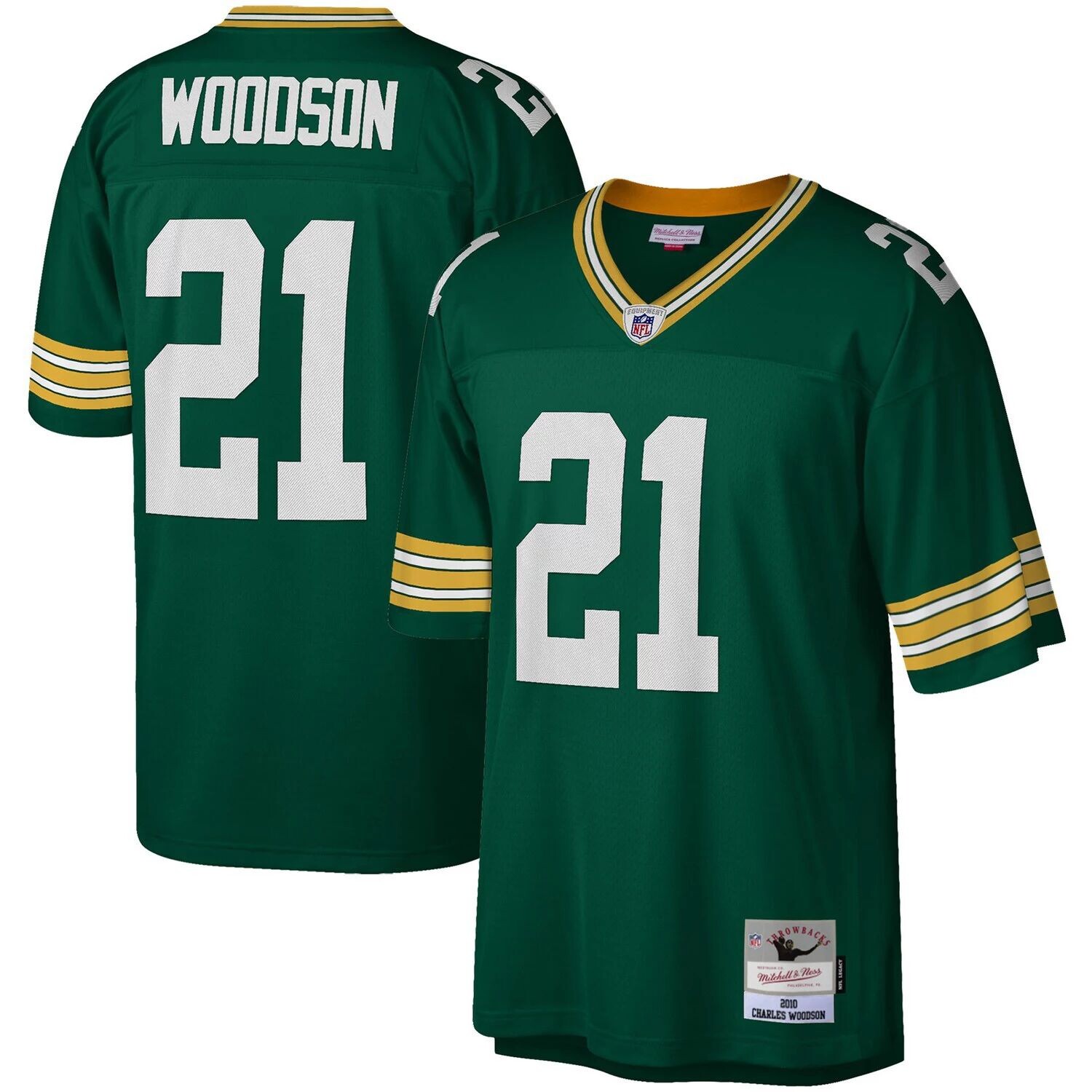 

Мужская футболка Mitchell & Ness Charles Woodson Green Green Bay Packers 2010 Legacy Replica Jersey