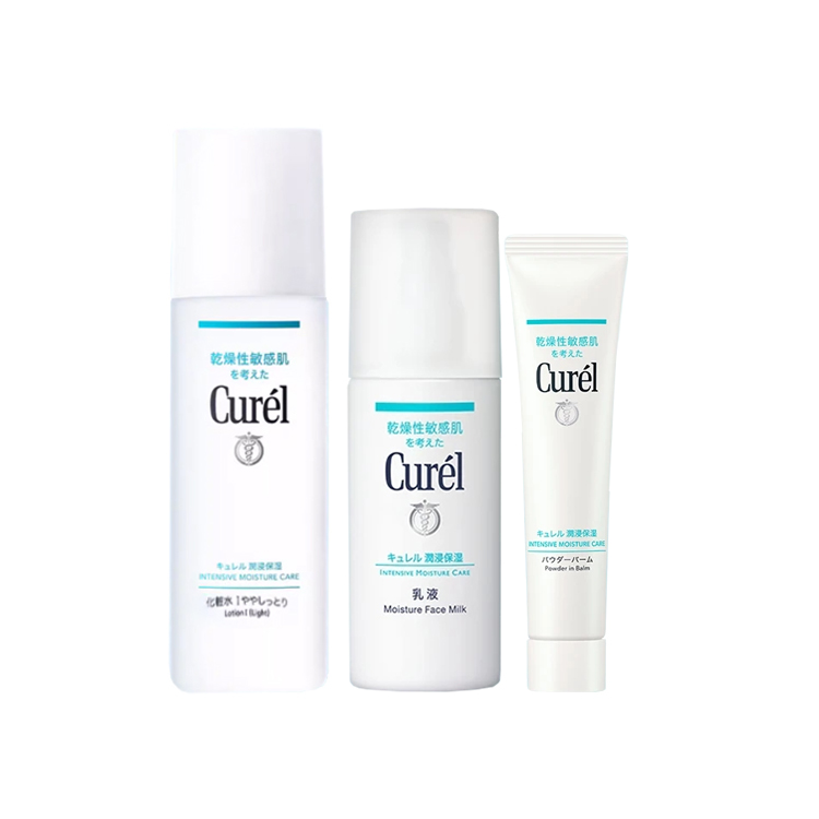 

Набор уходовой косметики KERUN Skin Repair: крем, тоник и лосьон для увлажнения и восстановления кожи 34г+120мл+150мл Curél