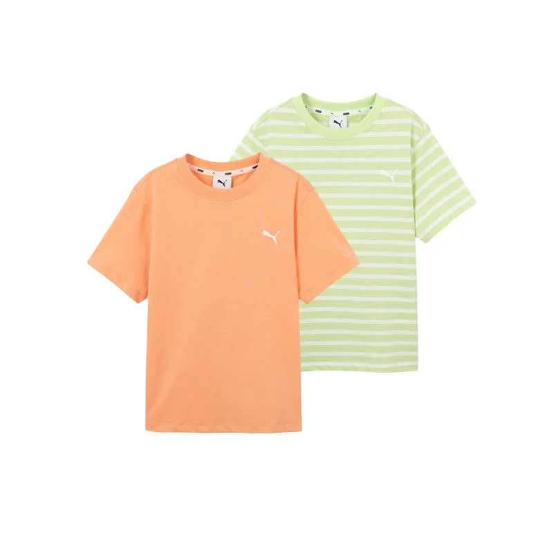 Футболка детская Crew Neck тонкая PUMA, 2 pack (желтый зеленый tone 00334)