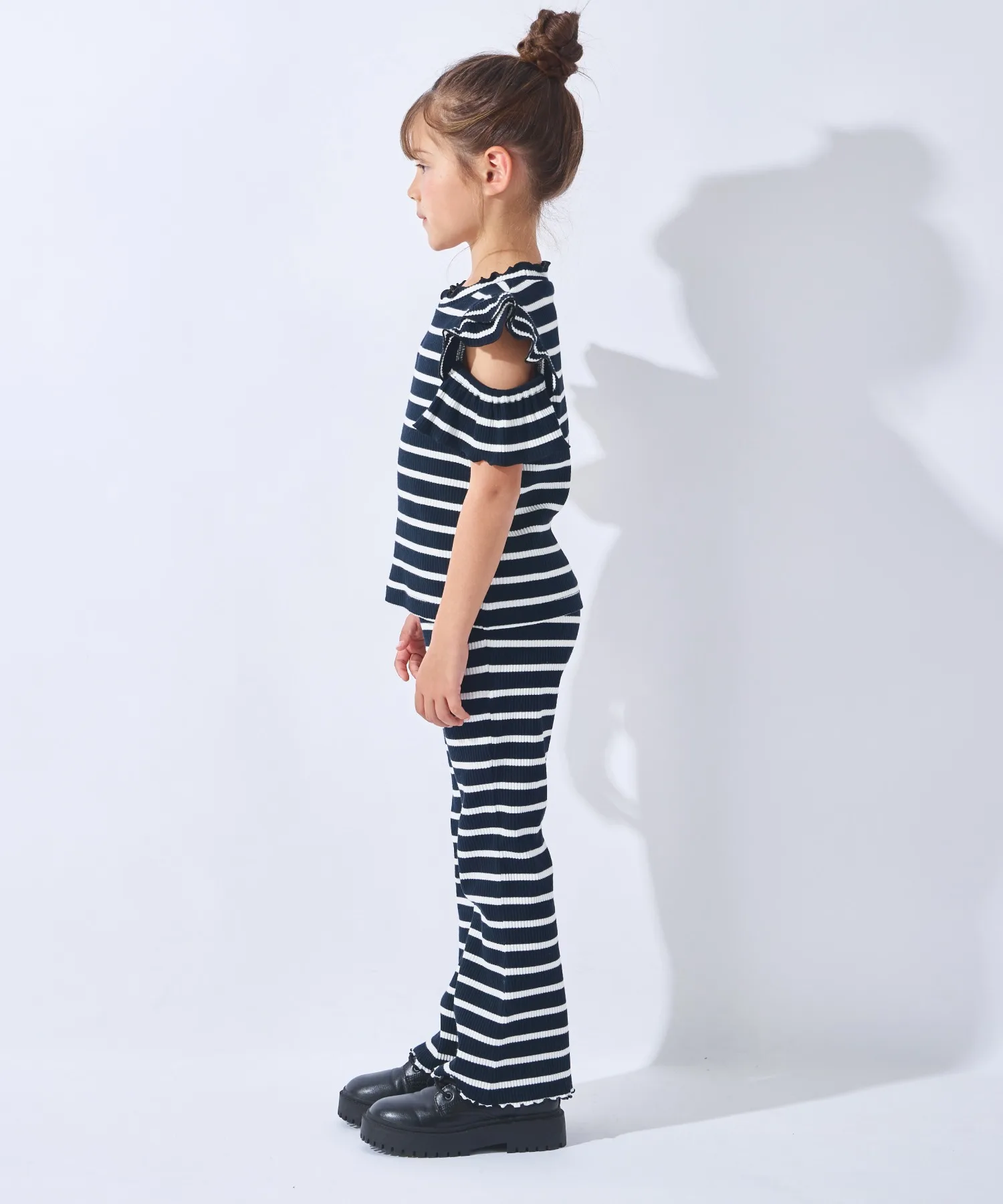 Детские брюки-клёш в рубчик Ever Closet тёмно-синие — фото 3