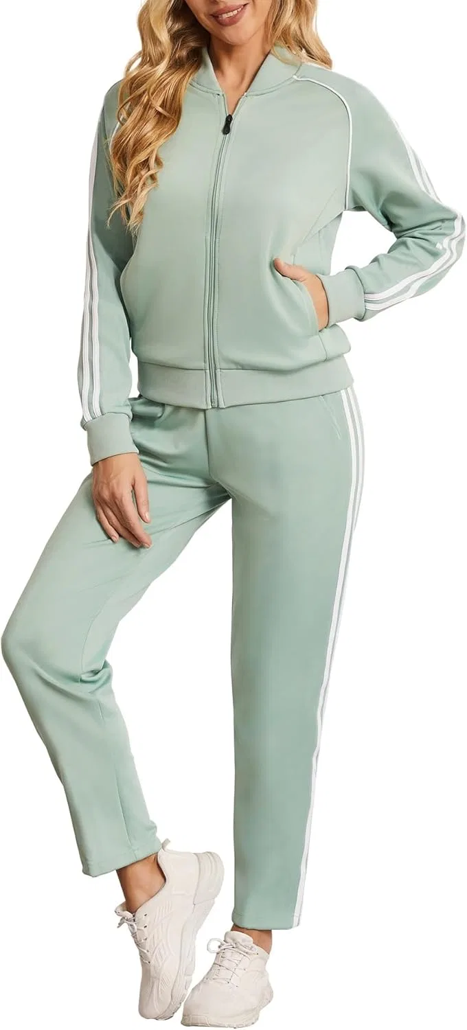 Спортивный костюм с молнией и полосками, Turquoise