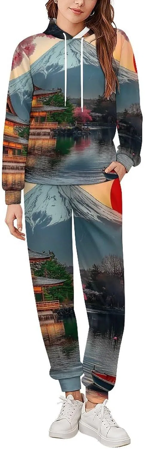 Мужской спортивный костюм с принтом Fuji Cherry, 2 предмета, худи и брюки, Style — фото 3