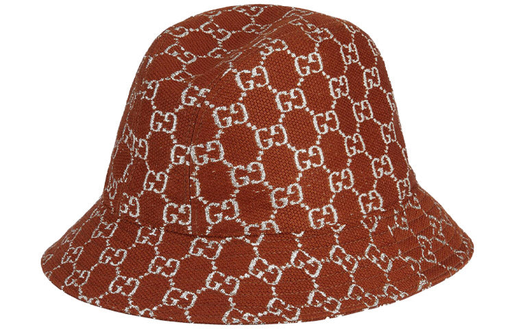 Бейсболка Gucci GG Lam Bucket Hat 'Brown Silver', коричневый — фото 3