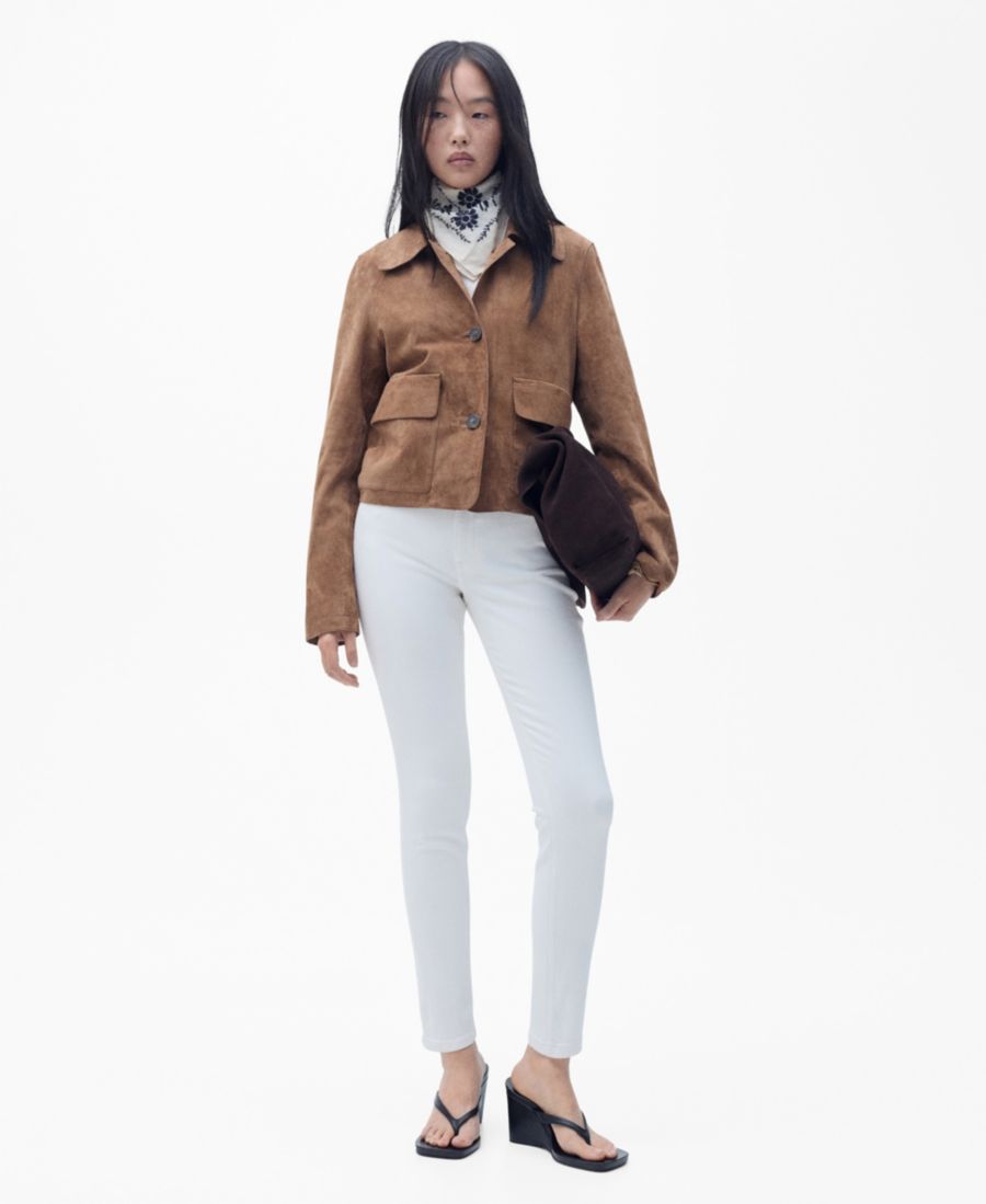 

Женские узкие джинсы со средней посадкой MANGO, White