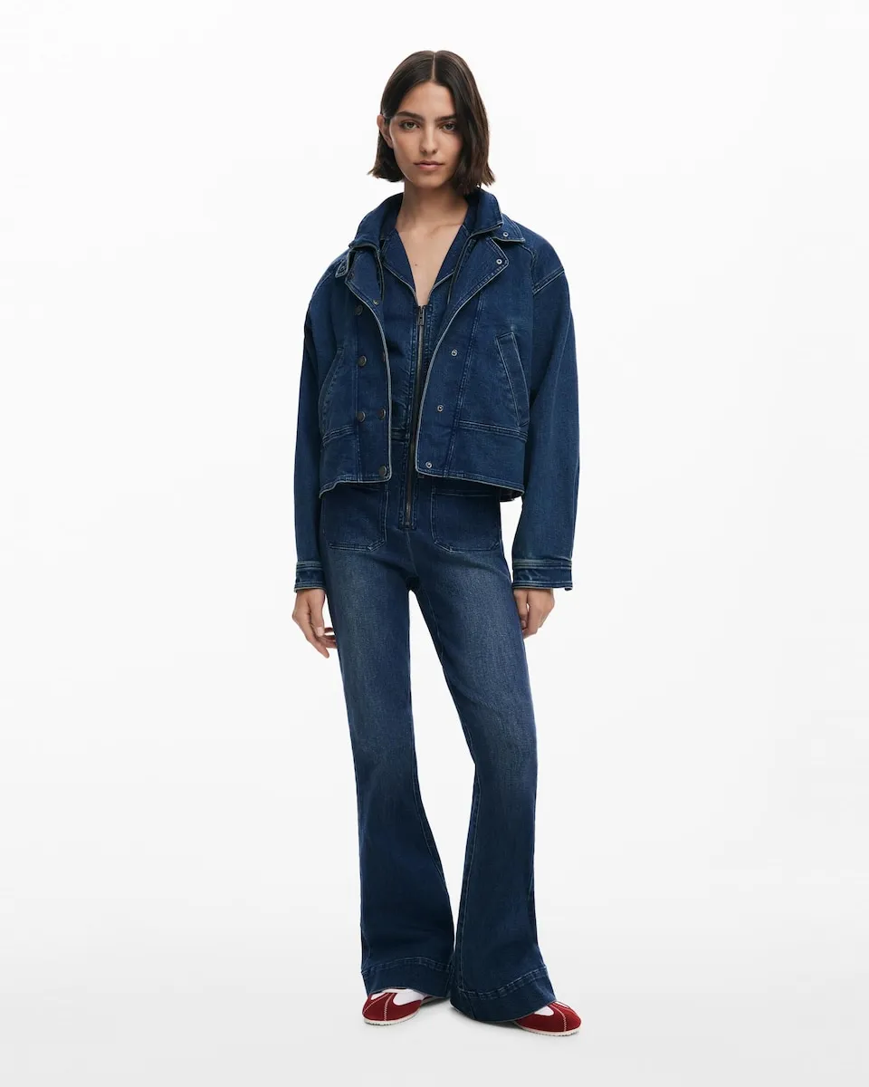 

Женская кожаная куртка с двойным воротником Desigual, синий