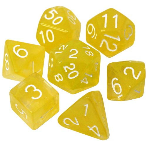 

Аксессуары Role 4 Initiative R4I Dice: Diffusion - Ochre Jelly w/ White (7)