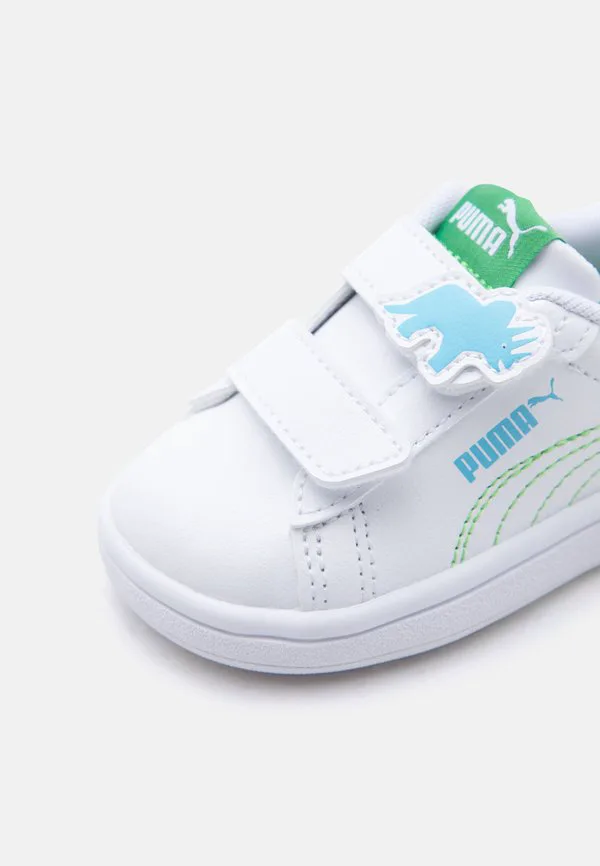Кроссовки унисекс с динозаврами из smash 3.0 Puma, White/Green Fruit/Vibrant Blue — фото 3