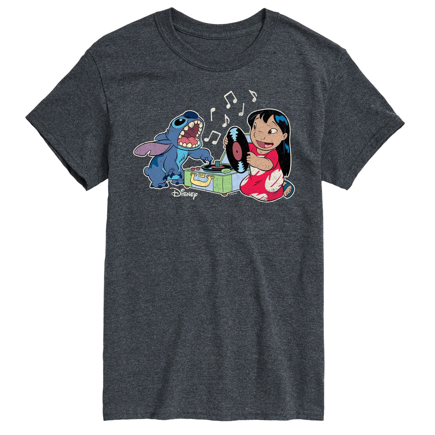 

Футболка с графическим принтом 's Lilo & Stitch Big & Tall Record Player Disney