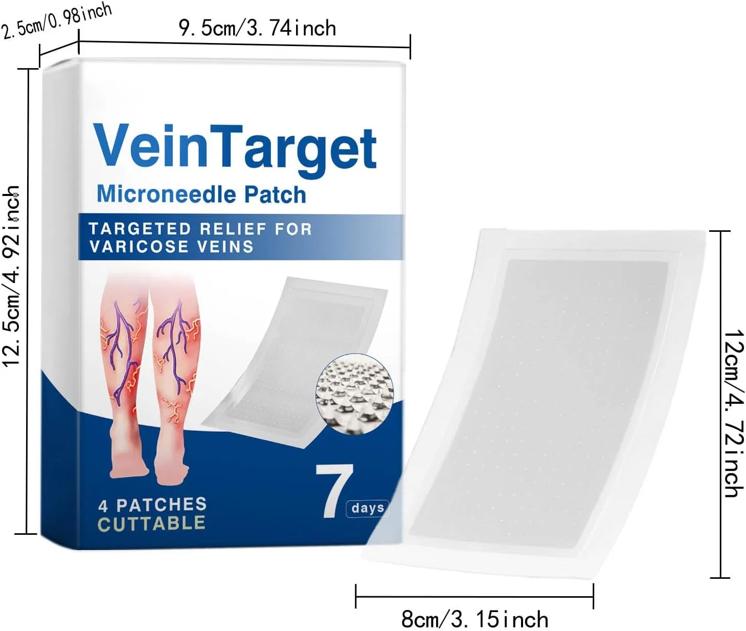 Пластыри Vein Target Microneedle для лечения варикозного расширения вен Generic, Rose Gold-7 — фото 3