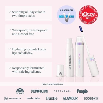 Wonder Blading Peel and Reveal Lip Stain Kit Nude Стойкий водостойкий переносимый розовый отшелушивающий макияж XOXO Wonderskin — фото 3