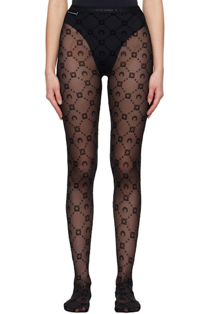 

Черные колготки Moonogram Mesh Flock Marine Serre