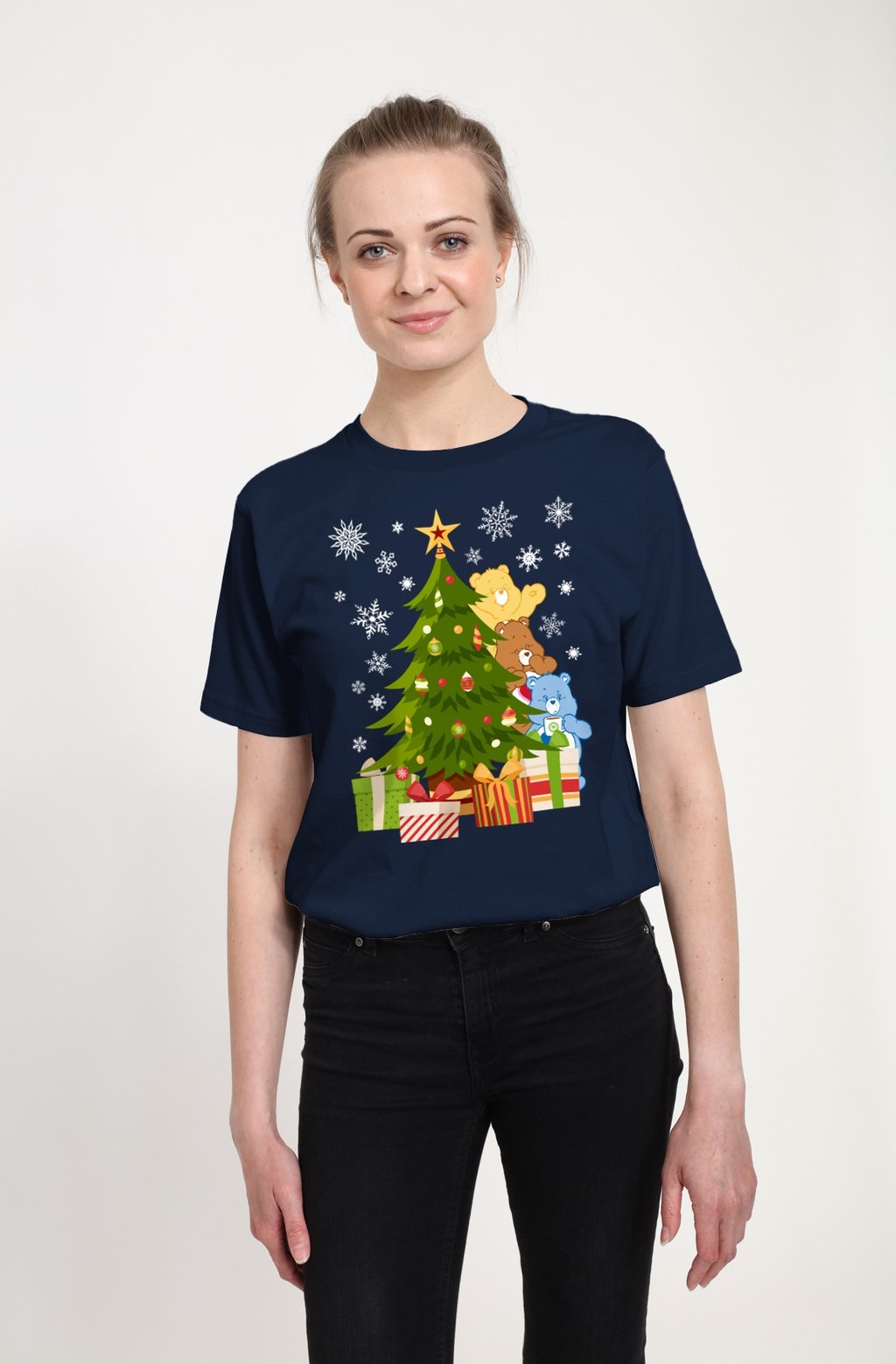 

Футболка с принтом CARE BEARS CHRISTMAS BEHIND THE CHRISTMAS TREE Henry Tiger, темно-синий