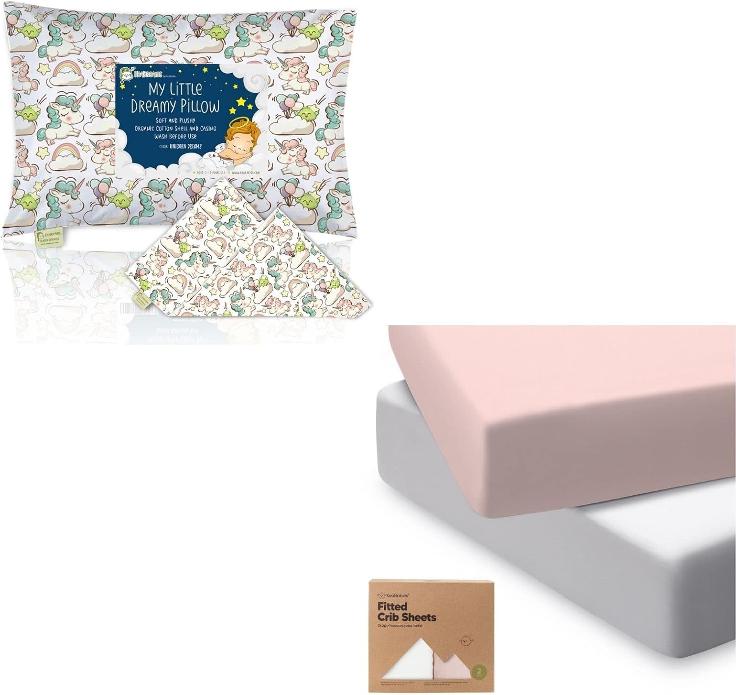 

Kea Комплект наволочек для малышей и простыней для детской кроватки — органическая наволочка для малышей (единорог) — набор из 2 мягких и дышащих простыней для кроватки (розовый) KeaBabies