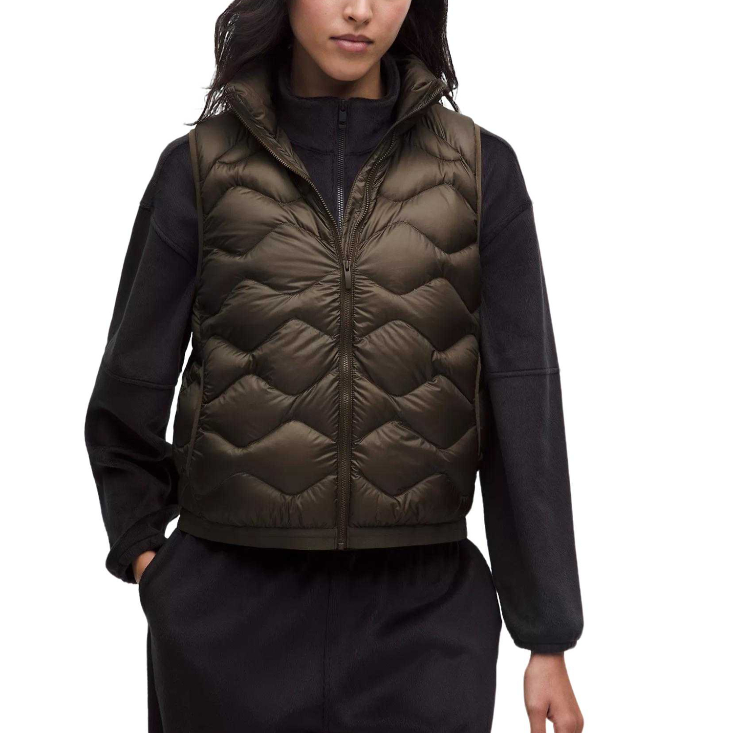 

Пуховый жилет женский с высоким воротником, средней высоты Lululemon, оливковый зеленый коричневый/ovbr