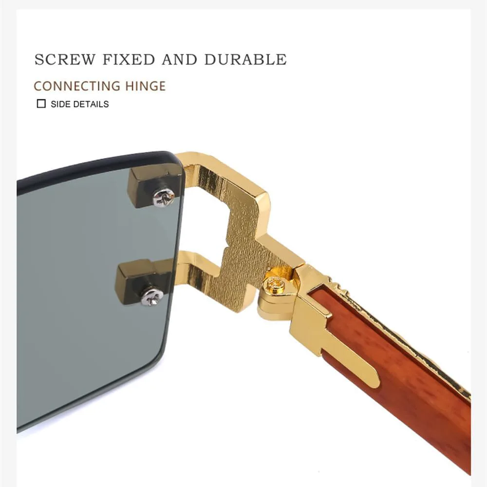 

Модные солнцезащитные очки без оправы для женщин, ретро-очки класса люкс прямоугольной формы для мужчин, винтажные очки без оправы UV400, SUN4551 Generic, Green Gray