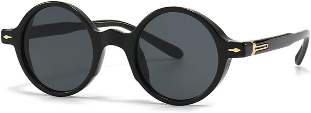 

Солнцезащитные очки с защитой UV400 | Круглая панк-оправа с заклепками, маленькая | Для женщин и мужчин, для занятий спортом на открытом воздухе и вождения DSVIGF, Black Black Black