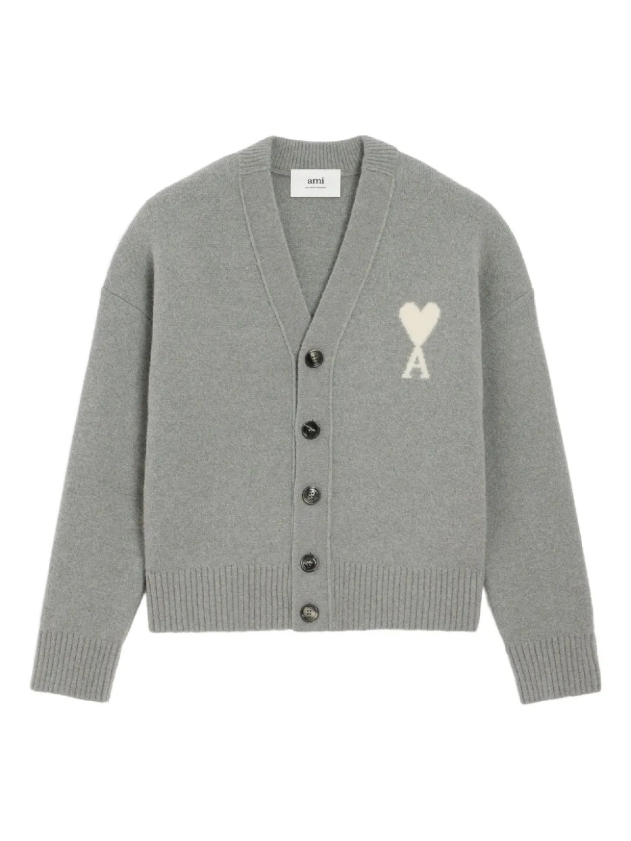 

AMI Paris кардиган с монограммой Ami de Coeur, серый