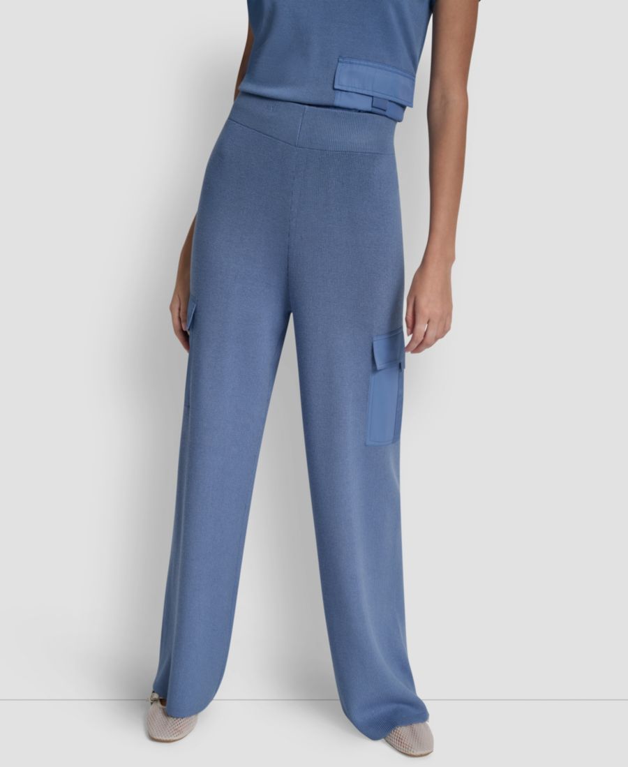 

Женские трикотажные брюки-карго прямого кроя DKNY, Liberty Sky