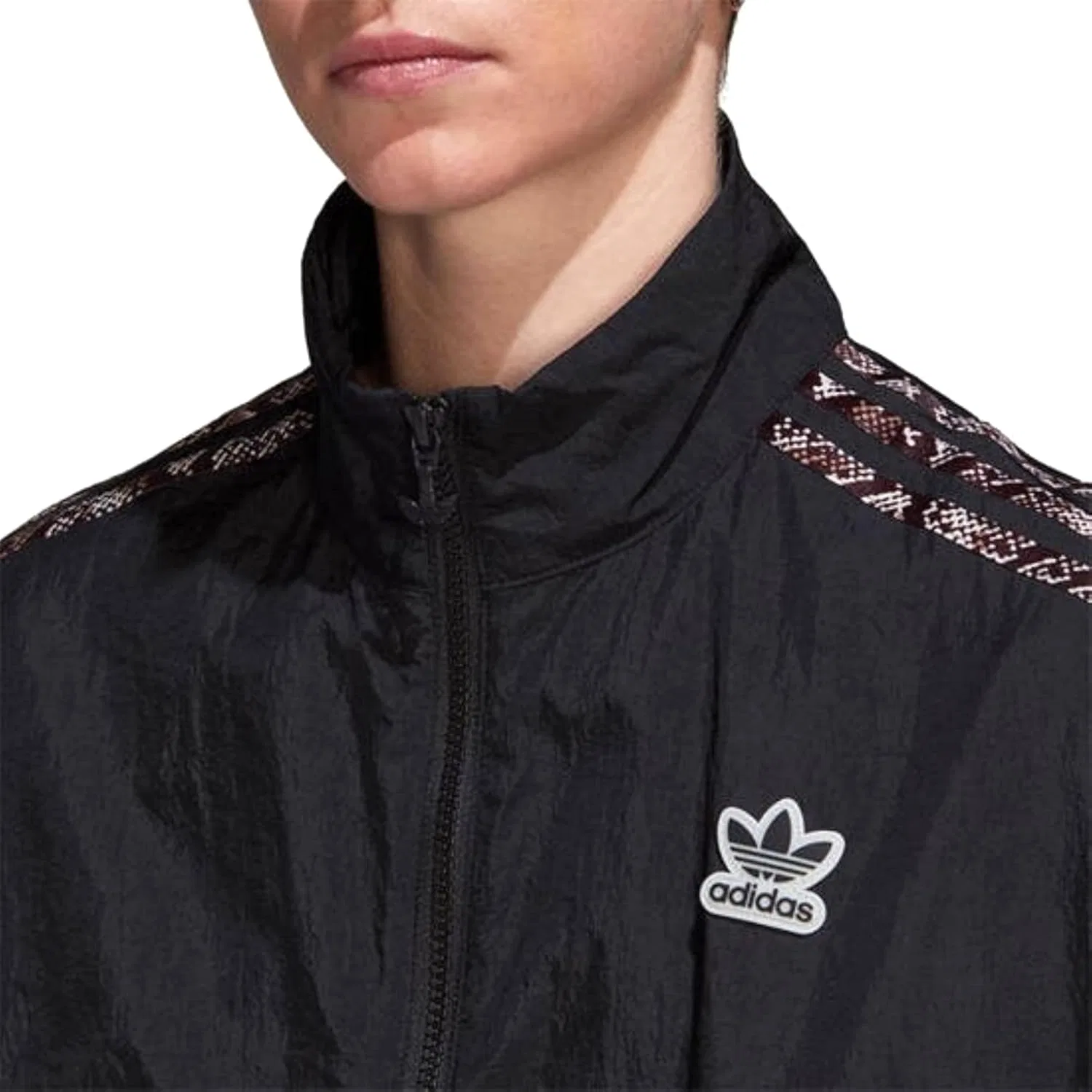 Ветровка женская с тремя полосками adidas, черный — фото 3