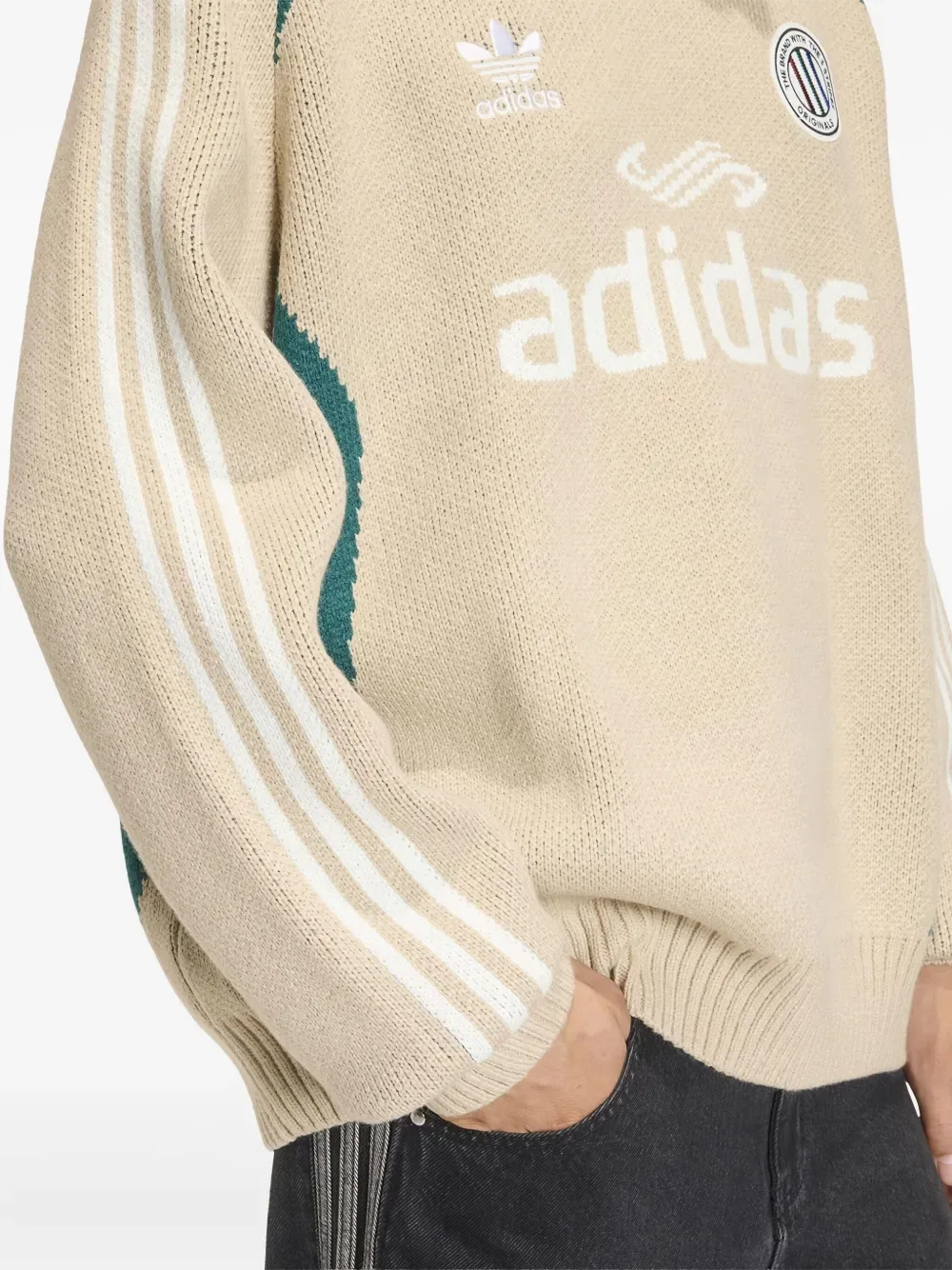 Свитер Adicolor Blokecore Adidas, бежевый — фото 3