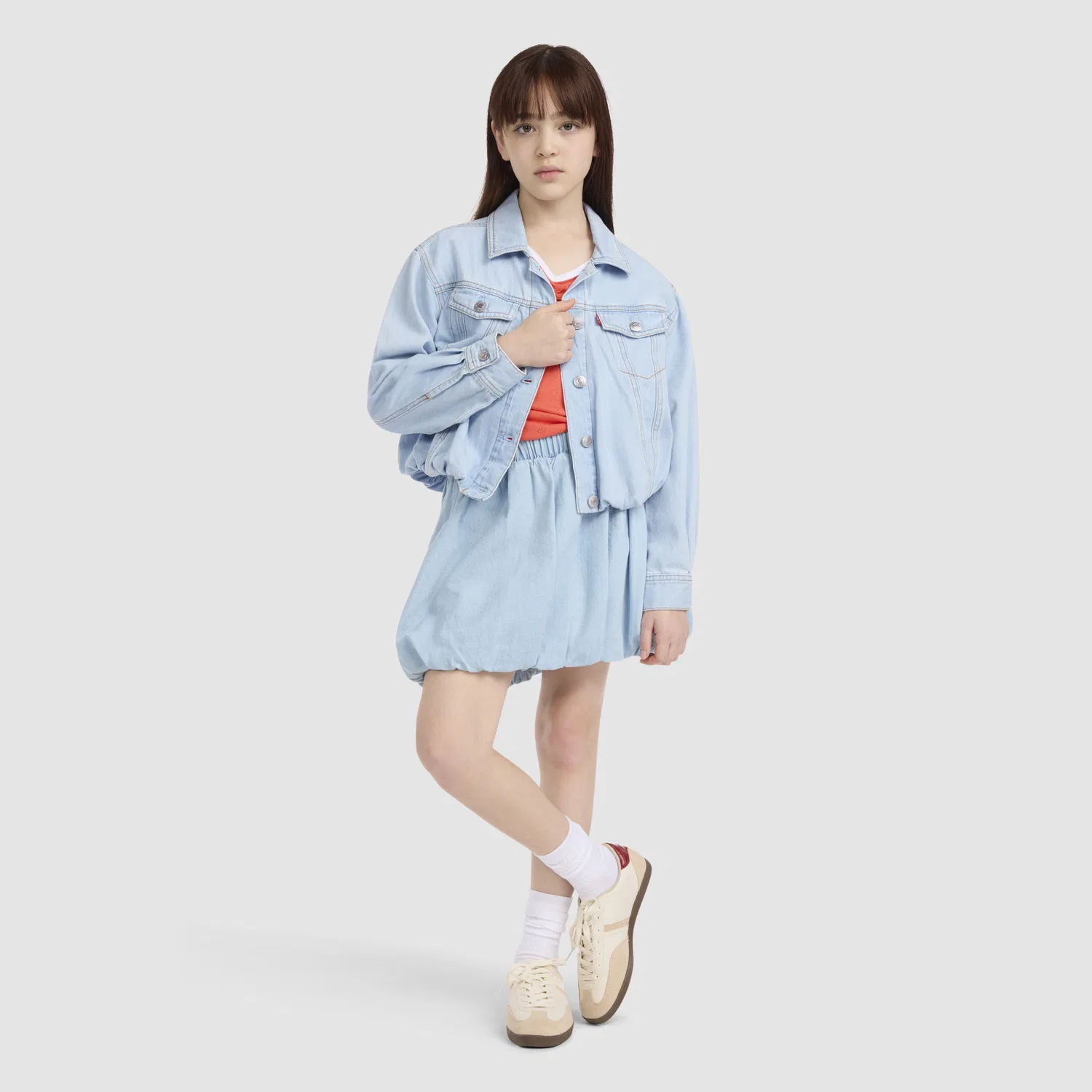 Джинсовая куртка-тракер Bubble Denim для девочек 7-16 лет Levi's, Light Wash — фото 4