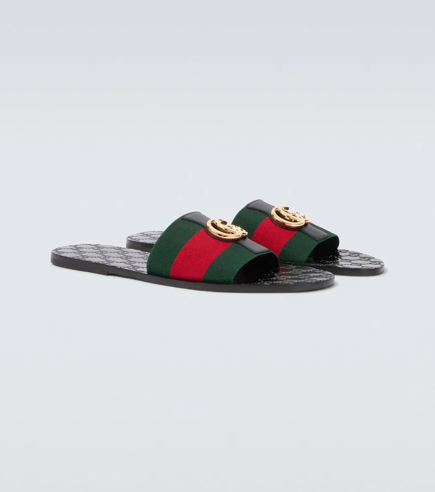 Кожаные шлепанцы Riviera GG Gucci, мультиколор