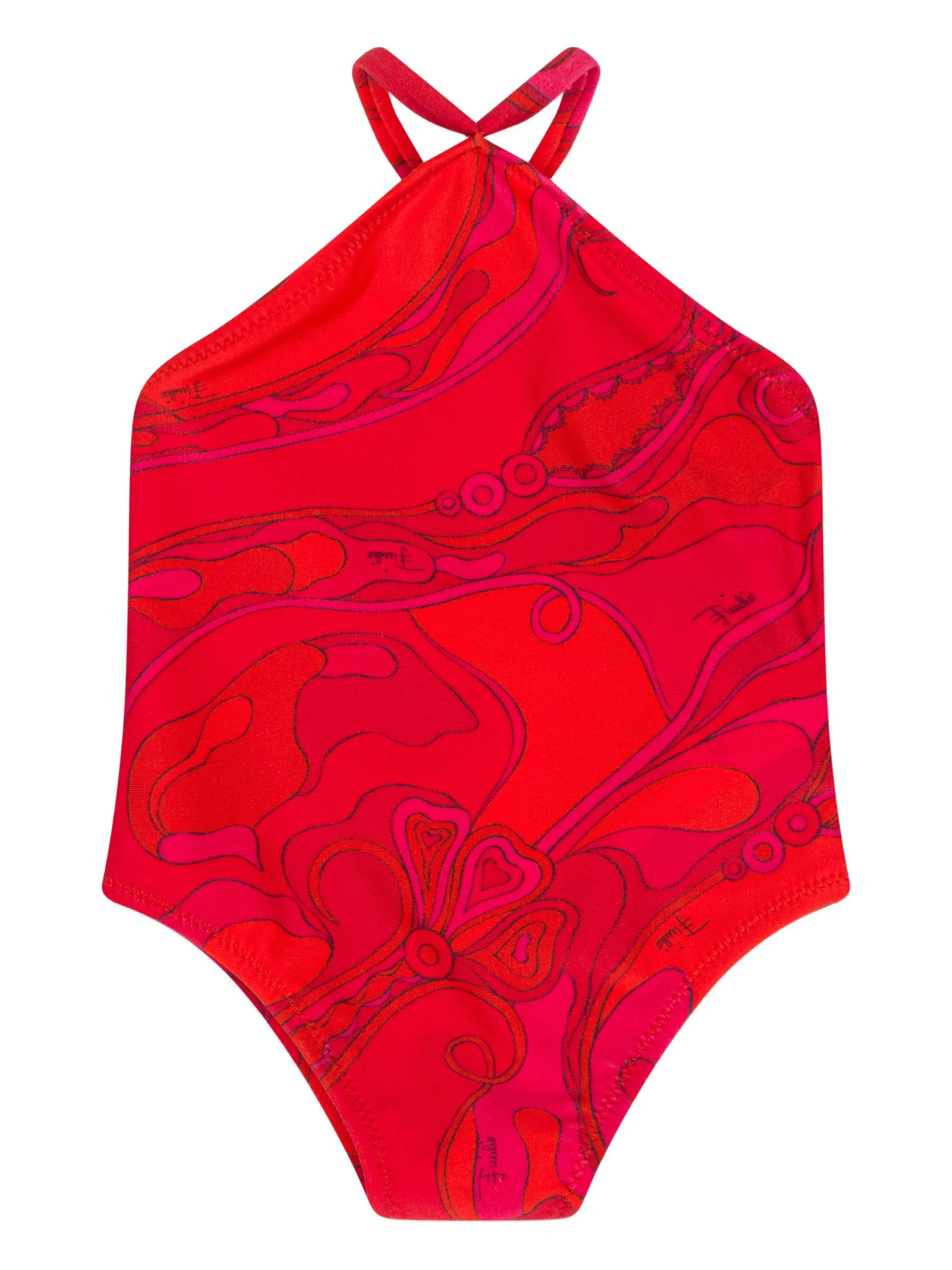 

Купальник с узором Pucci Junior, красный