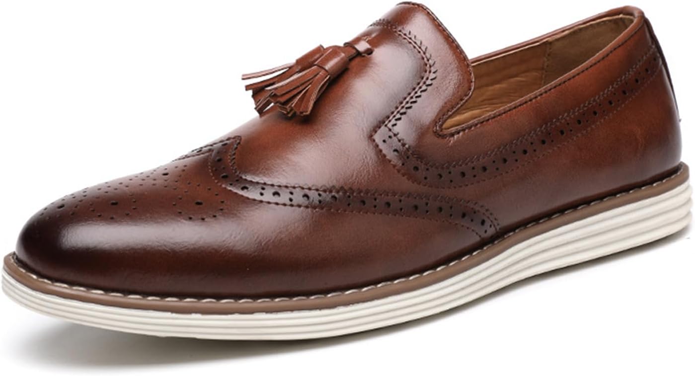 

Мужские повседневные слипоны из искусственной кожи на платформе, удобная и стильная обувь Generic, коричневый